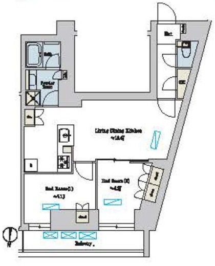 2LDKの間取りの画像