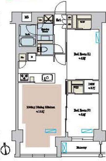 2LDKの間取りの画像