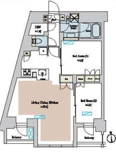 2LDKの間取りの画像